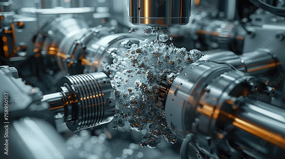 Poster Hard drive shredding machines inner workings. Generative AI.