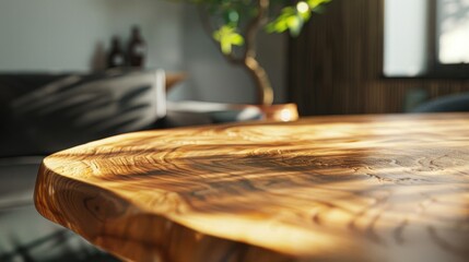 Fototapeta premium Adjust curtains or blinds to control the intensity and direction of light. Use diffuse lighting to avoid harsh shadows and highlight the grain of the wood.