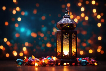 Ornamental Arabic lantern. Ramadan Kareem holy month.