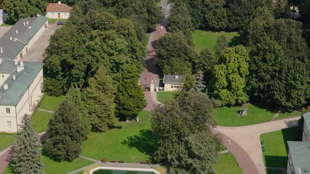 Beautiful Park Gate Czartoryski Palace Museum Pulawy Aerial View Poland