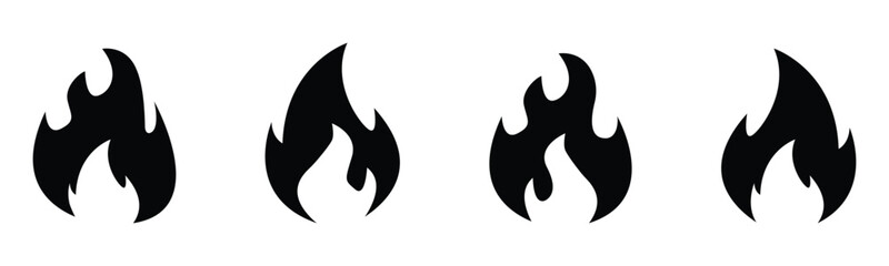 fire flames icon set isolated on white