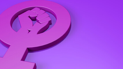 International women's day symbol 3d render purple background