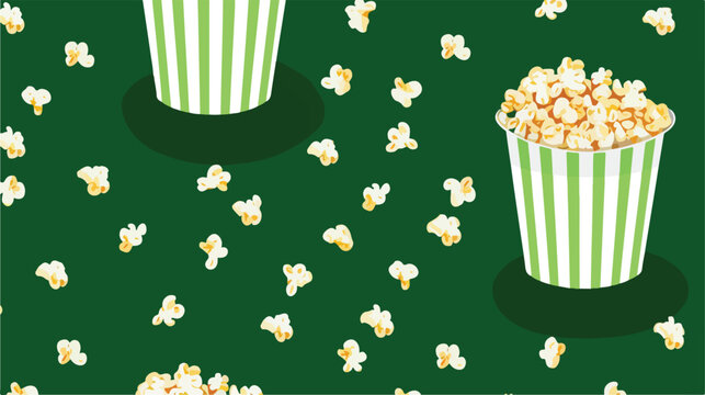 Green Popcorn in cardboard box icon isolated seamles