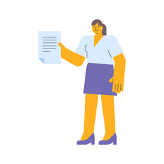 Businesswoman holding document and smiling