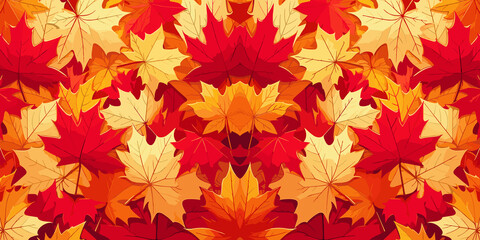 Naklejka na ściany i meble Seamless pattern with autumn maple leaves, orange fall leaves background Vector illustration, generative ai