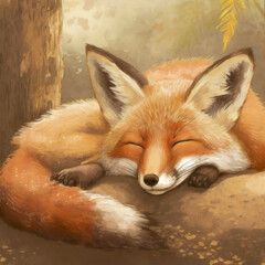 Obraz premium 자고 있는 여우