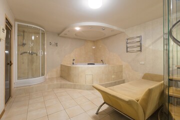 modern bathroom room with toilet and washing machine