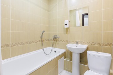 modern bathroom room with toilet and washing machine