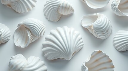 Seamless Contour Pattern of Shells on a White