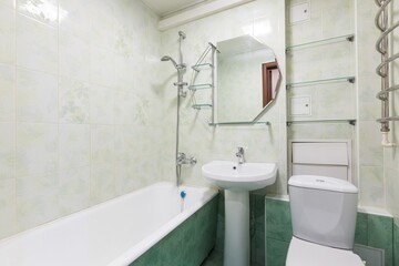 modern bathroom room with toilet and washing machine