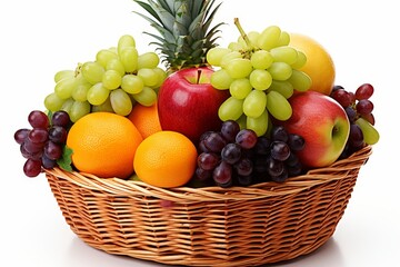 Assorted fruits meticulously categorized on a clean, bright white background for easy selection