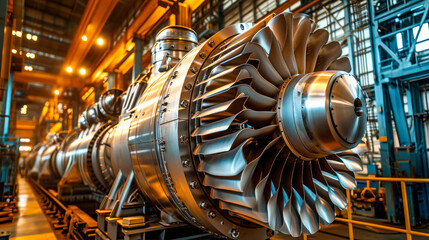 Large Jet Engine in Factory Workshop