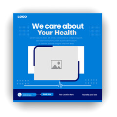 Professional medical healthcare service social media post template design