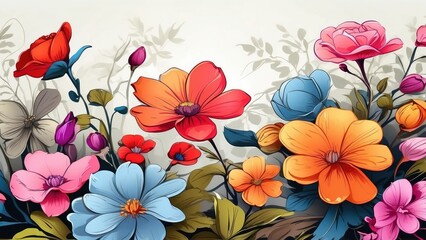 3d flowers wallpaper illustration, flowers illustration background, beautiful flowers illustration