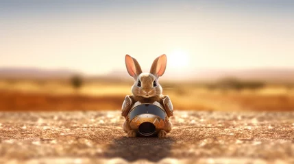 Zelfklevend Fotobehang rabbit on the beach © Wallpaper