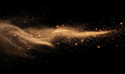 abstract gold dust particles, black background