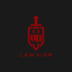 VB initial monogram for law firm with sword and shield logo image