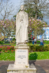 stone statue in honor of priest José Joaquim Sena de Freitas, Ponta Delgada.3-3-2024