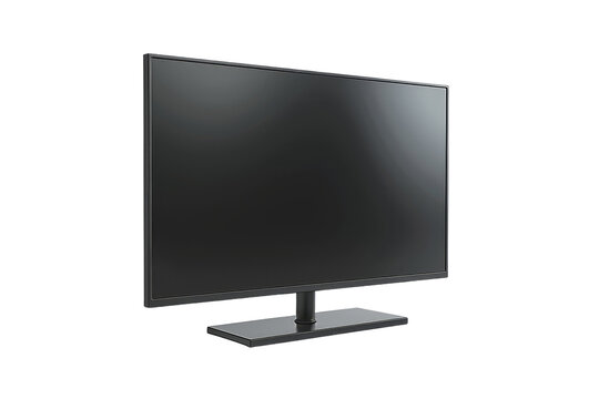 Modern black computer monitor with sleek design isolated on transparent background