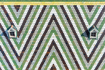 Multi-colored tiled roof. Vienna, Austria.