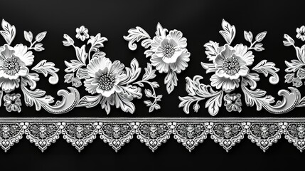 Seamless Stripe - Floral Lace Ornament - White