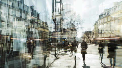 Multiple exposure background of modern abstract glass buildings