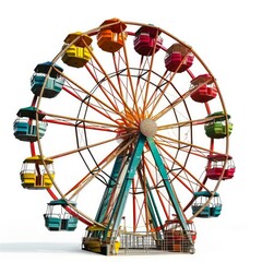 Isolated Ferris wheel on a white background, perfect for amusement park themes and entertainment concepts, Generative AI