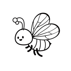 Cartoon bee. Flying bee. Bee icon. Wasp. Coloring book. Cute bee. Wild animal. Mascot. Character design. Animal sign. Logo template. Kid graphic. Children's illustration. Flying insect. Honey