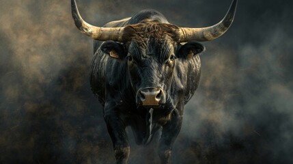 Naklejka premium Bull strength symbol, an emblem of unyielding force and endurance, a tribute to the spirit of the bull.