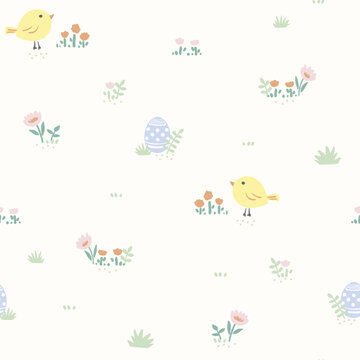 Happy Easter seamless pattern. Vector illustration for card, banner, invitation, social media post, poster, mobile apps, advertising.