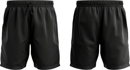 Essential black shorts mockup - Cut out, Transparent background