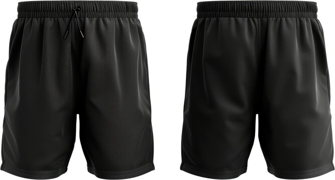 Essential black shorts mockup - Cut out, Transparent background