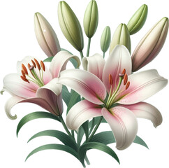 Obraz premium Beautiful Lily Bundle Vector Illustration