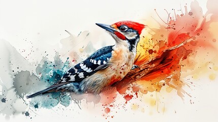 woodpecker  water color