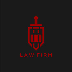 WO initial monogram for law firm with sword and shield logo image