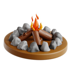 Campfire for Wilderness Activity 3D Icon Illustration