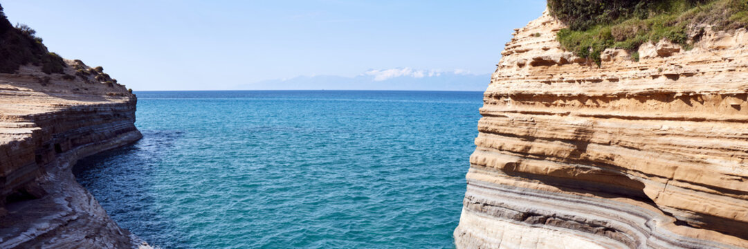 Sidari, Corfu, Greece. Rock formation of Canal D'Amour in Sidari. Canal of Love.