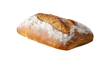 Freshly baked delicious ciabatta bread isolated on transparent background. Close-up.