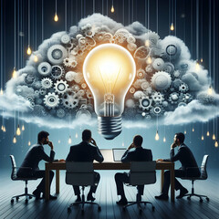 photo real as Creative Brainstorm Concept as Lightbulb Storm in a Think Tank