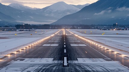 Beautiful View of the Airport Runway - obrazy, fototapety, plakaty