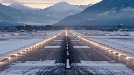 Foto op Aluminium Beautiful View of the Airport Runway © FantasyDreamArt