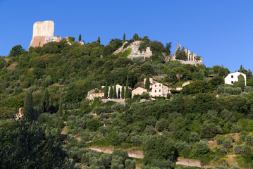 The Tentennano fortress dominates the town of Castiglione D'Orcia, Italy