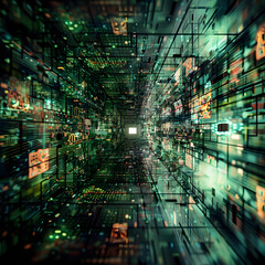 Obraz premium Double Exposure Artwork Combining a Person and AI Technology, Symbolizing Modernity and Connectivity Generative AI