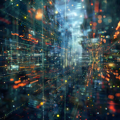 Fototapeta premium Double Exposure Artwork Combining a Person and AI Technology, Symbolizing Modernity and Connectivity Generative AI