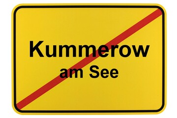 Illustration eines Ortsschildes der Gemeinde Kummerow am See in Mecklenburg-Vorpommern