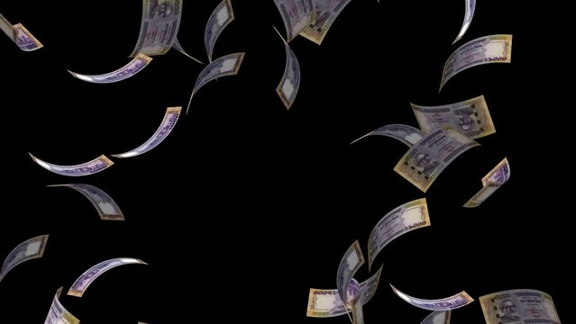 One Thousand Taka, Bangladeshi Taka, BDT, Tk, bills are falling on Green background. Great use for money and finance related concepts. Isolated on Alpha background. Clipping path is included.