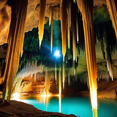 stalactite cave종유석 동굴Generative AI