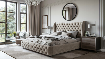 Cosy Chic: Creating a Warm Living Room Ambiance with Bed and Mirror