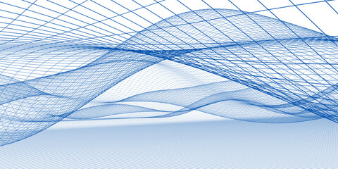 landscape 3d render wireframe abstract technology big data background