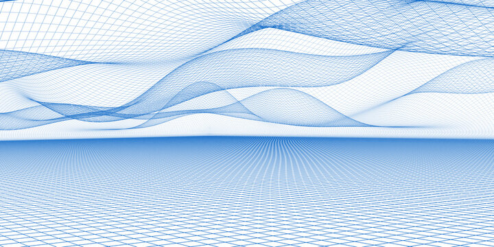 landscape 3d render wireframe abstract technology big data background